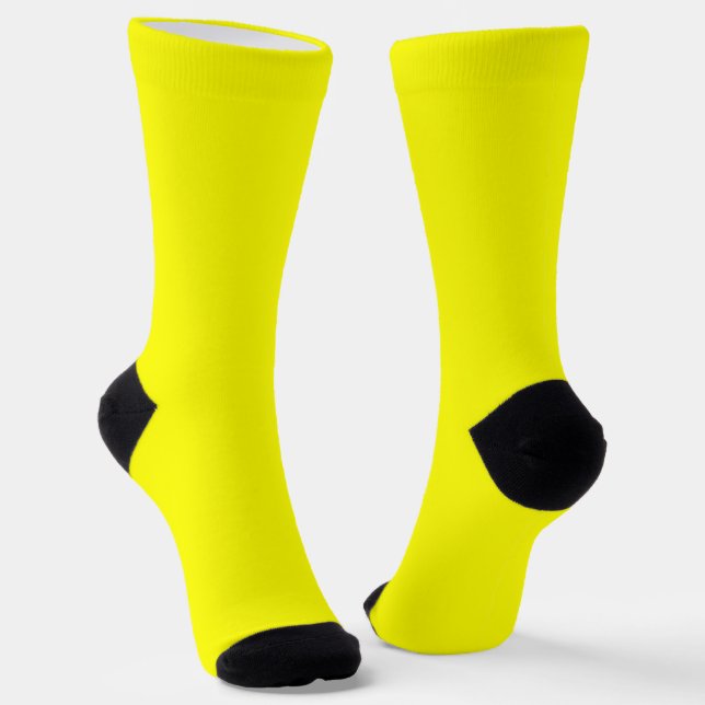 RANDOPIX Solid Colors Neon Yellow Socks (Angled)