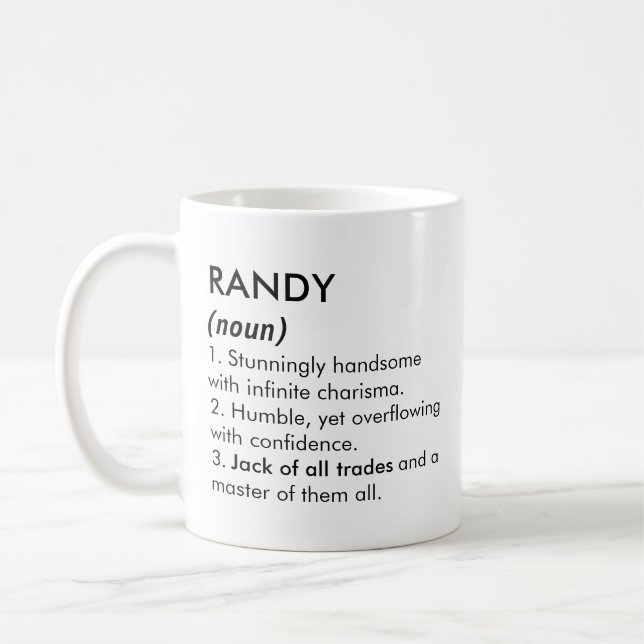 Randy name, Editable name, Custom name Coffee Mug (Left)