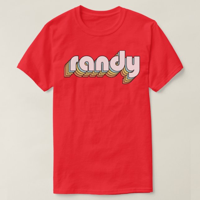 Randy Retro Rainbow Typography Faded Style T-Shirt (Design Front)