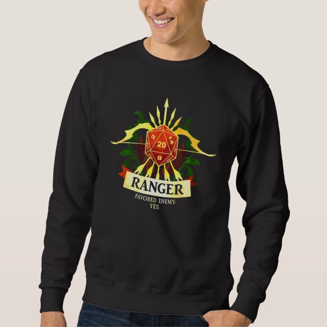 Ranger Class D20 Tabletop Dungeons RPG Dragons Sweatshirt (Front)