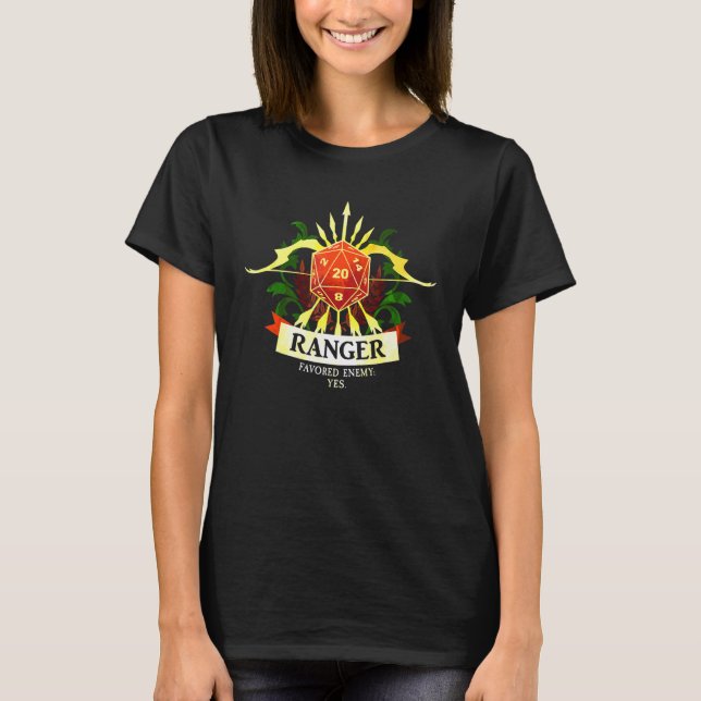 Ranger Class D20 Tabletop Dungeons RPG Dragons T-Shirt (Front)