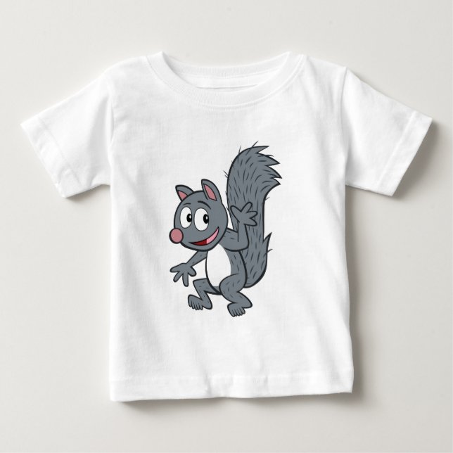 Ranger Rick | Grey Squirrel Waving Baby T-Shirt (Front)