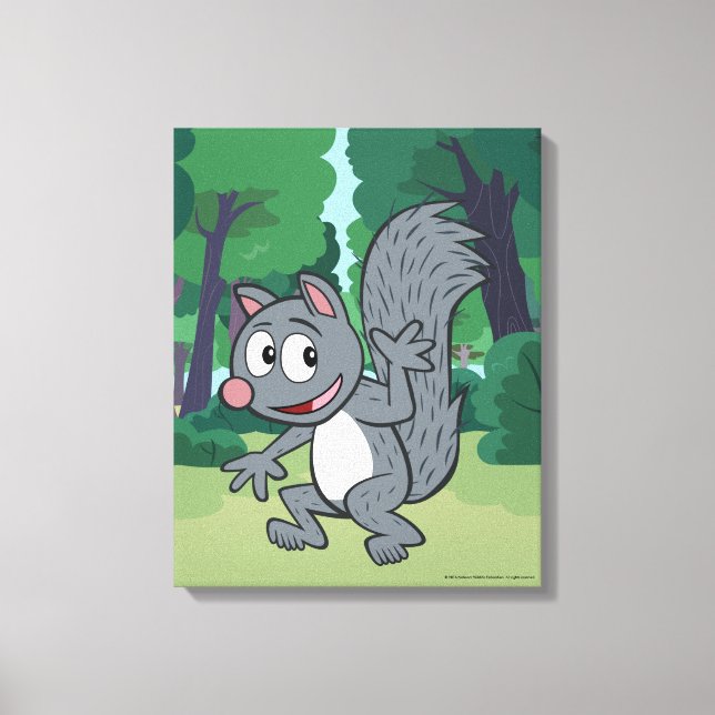 Ranger Rick | Grey Squirrel Waving Canvas Print (Front)