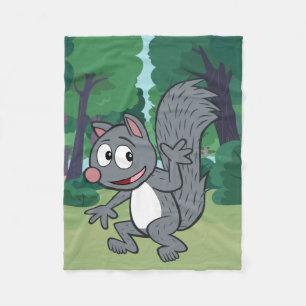 Ranger Rick   Grey Squirrel Waving Fleece Blanket