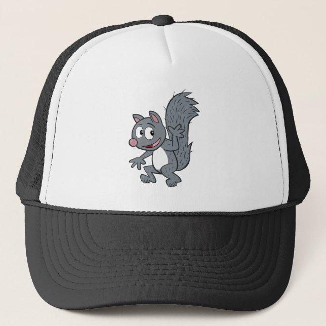 Ranger Rick | Grey Squirrel Waving Trucker Hat (Front)