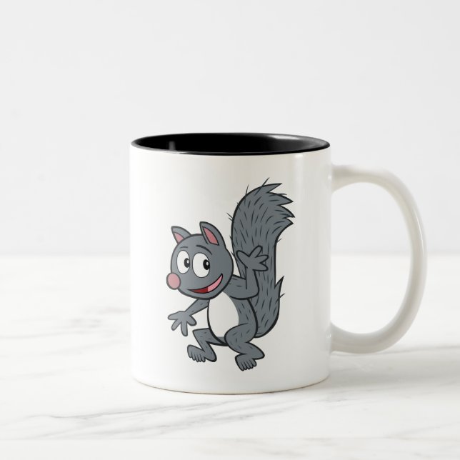 Ranger Rick | Grey Squirrel Waving Two-Tone Coffee Mug (Right)