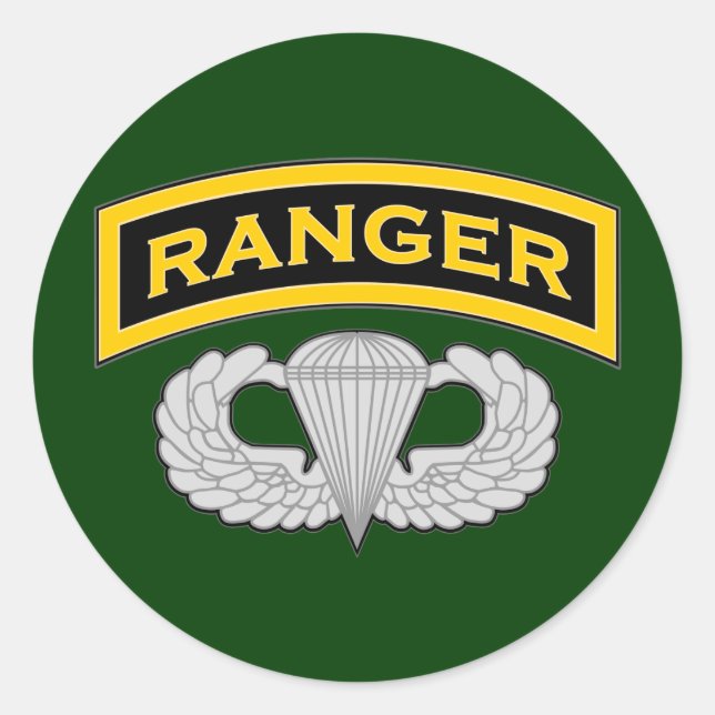 Ranger tab & Jump Wings Classic Round Sticker (Front)