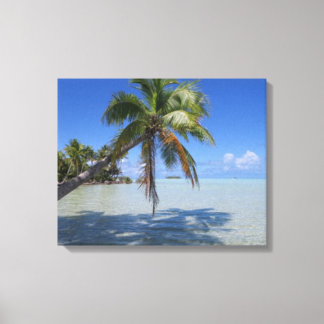 Rangiroa Blue Lagoon Tropical Palm Canvas Print (Front)