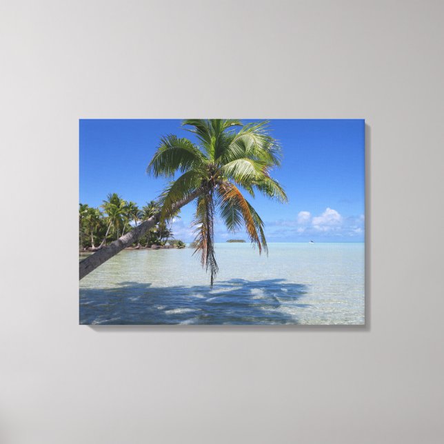Rangiroa Blue Lagoon Tropical Palm Canvas Print (Front)