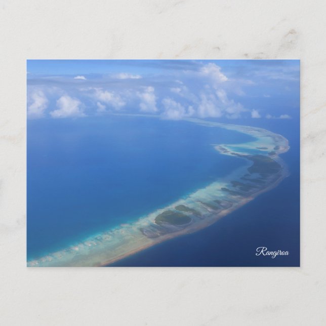 Rangiroa from airplane holiday postcard (Front)