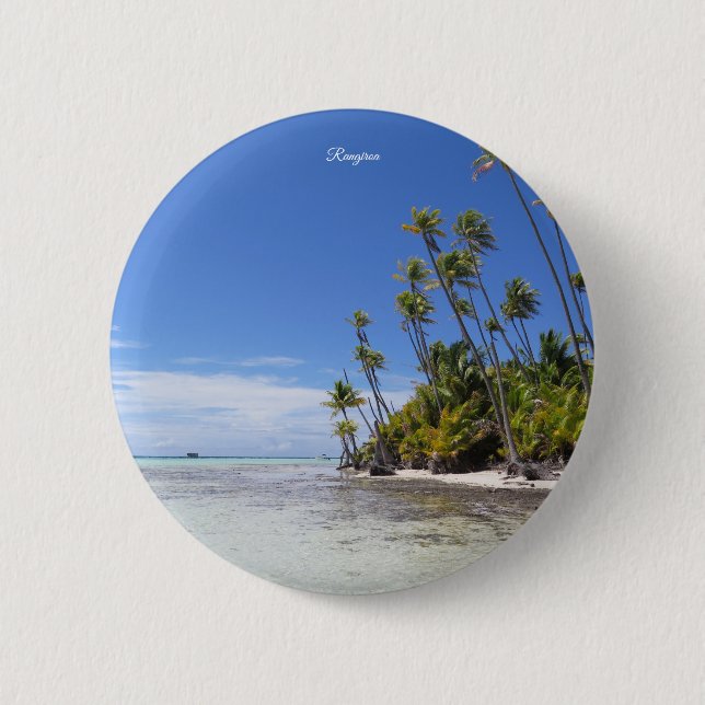 Rangiroa palm trees 6 cm round badge (Front)
