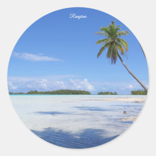 Rangiroa palm trees classic round sticker