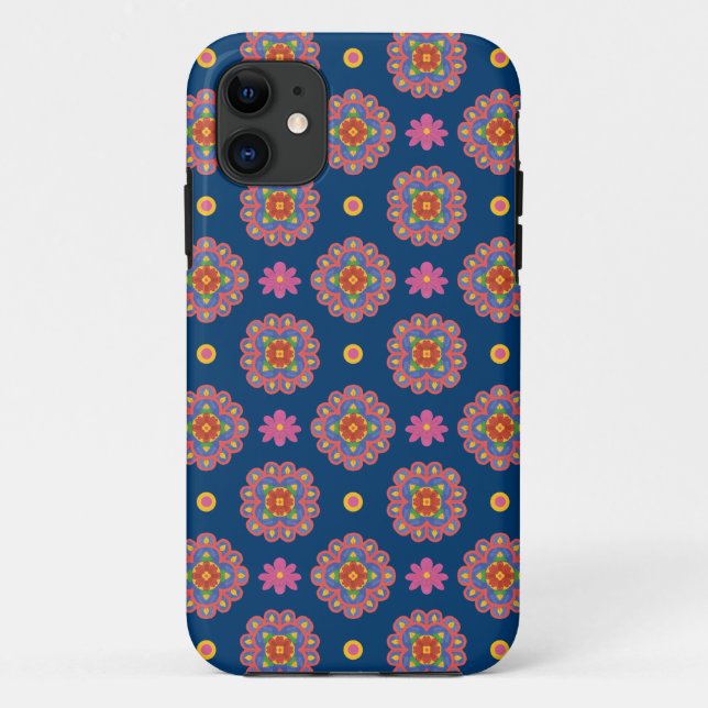 Rangoli Flowers Polka Blue iPhone 5/5s Xtreme Case (Back)