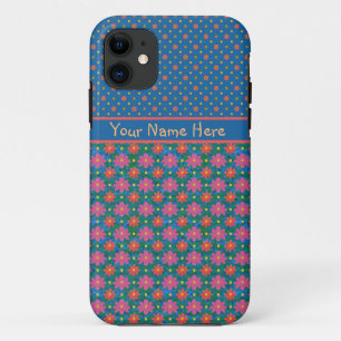 Rangoli Flowers, Polkas Blue iPhone 5 Xtreme Case