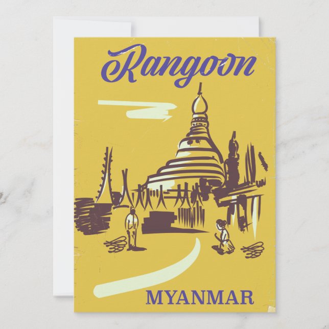 Rangoon Myanmar vintage travel poster (Front)