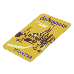 Rangoon Myanmar vintage travel poster Magnet