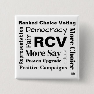 Ranked Choice Voting words 15 Cm Square Badge