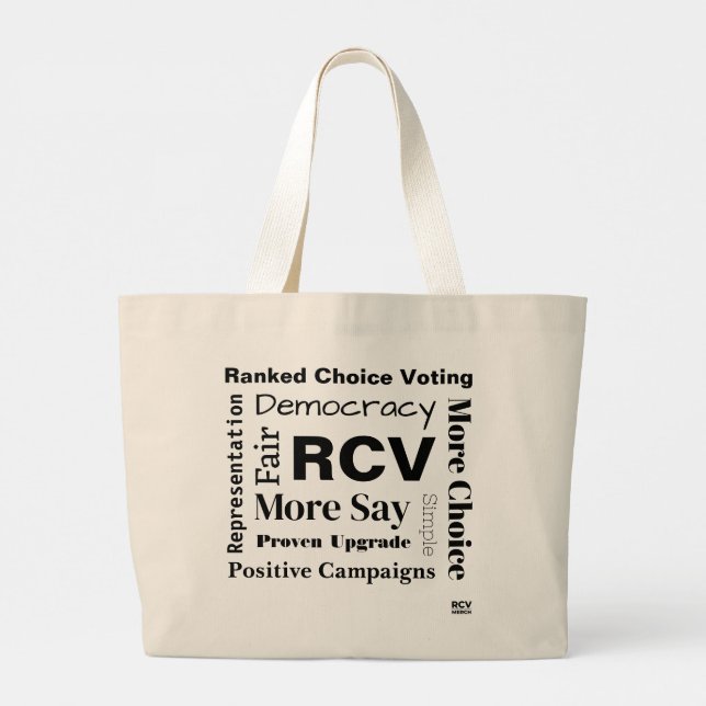 Ranked Choice Voting words Large Tote Bag (Back)