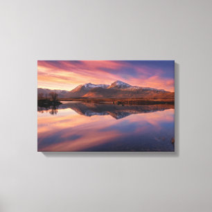 Rannoch Moor Pink Sunset in March  Canvas Print
