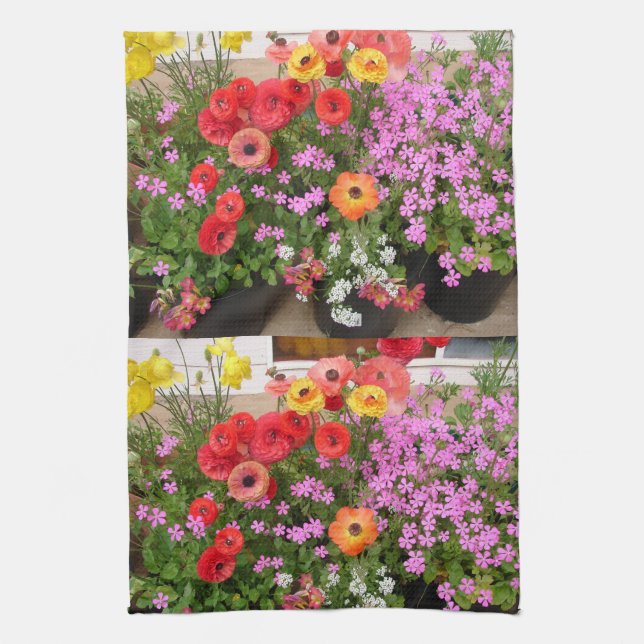 Rannunculus Spring Bulbs Birthday Cake Favor Box Tea Towel (Vertical)