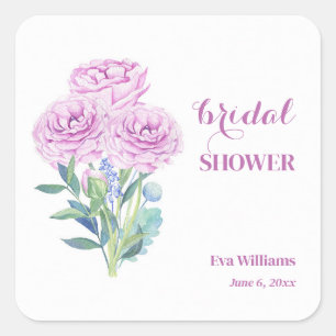 Ranunculus & Anemones Customisable Bridal Shower Square Sticker