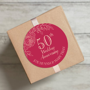 Ranunculus Chinese Wedding Anniversary Classic Round Sticker