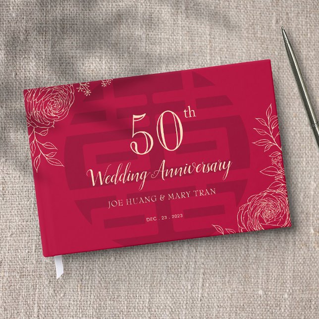 Ranunculus Chinese Wedding Anniversary Guest Book (Creator Uploaded)