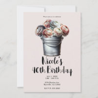 Ranunculus in Tin Pail Rustic Glam Pink Birthday