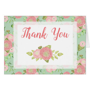 Ranunculus Mint Floral Spring Thank You Card