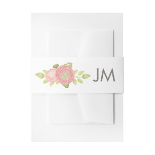 Ranunculus Monogram Floral Wedding Invitation Belly Band