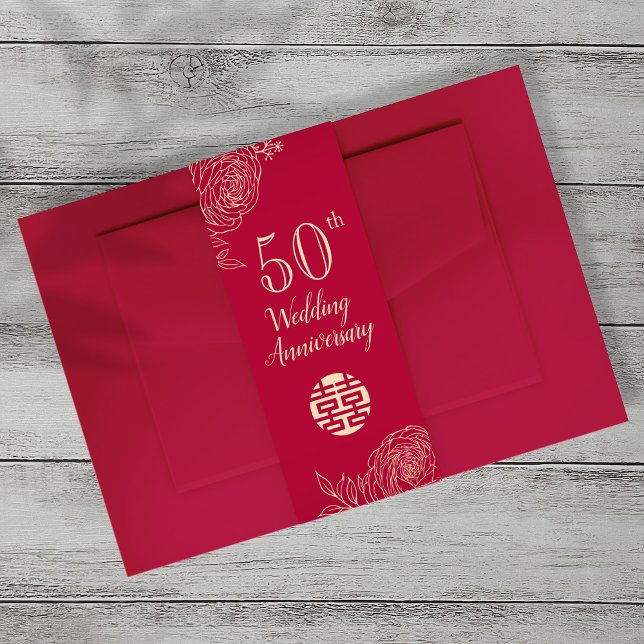 Ranunculus Wedding Anniversary Belly Band Portrait Invitation Belly Band (Creator Uploaded)