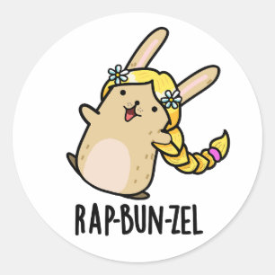 Rap-bun-zel Funny Bunny Pun   Classic Round Sticker