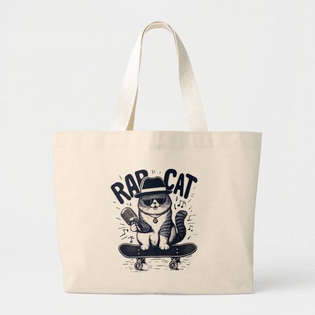 Rap Cat Harmony Large Tote Bag (Front)