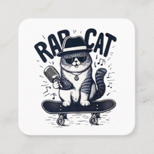 Rap Cat Harmony Square Business Card