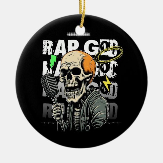 Rap Skull Ceramic Tree Decoration (Front)