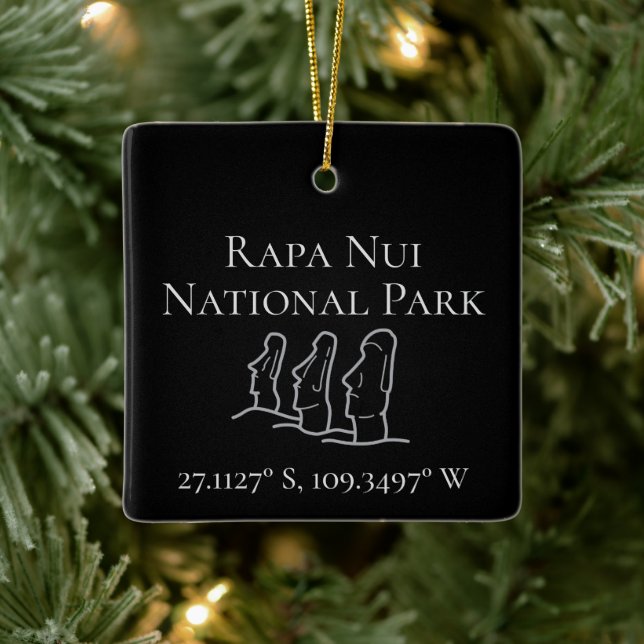 Rapa Nui Latitude & Longitude Personalised Ceramic Ornament (Tree)