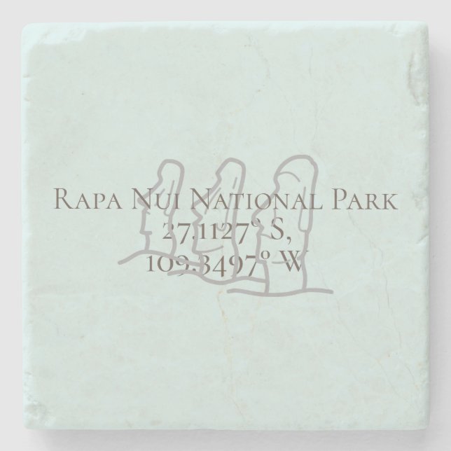Rapa Nui Latitude & Longitude  Stone Coaster (Front)