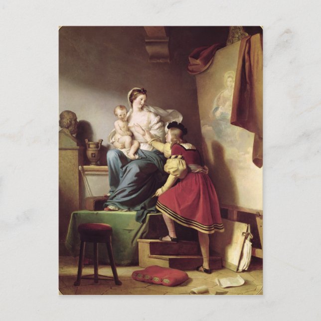 Raphael Adjusting his Model's Pose his Postcard (Front)
