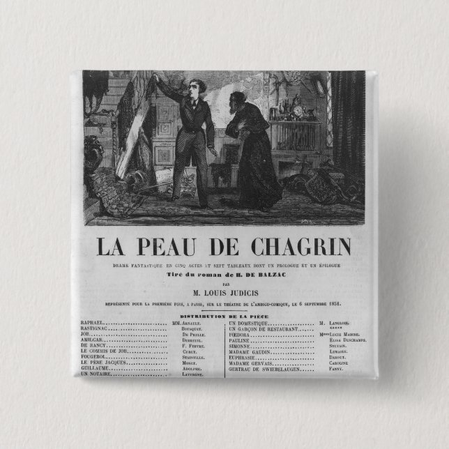 Raphael de Valentin and the shopkeeper 15 Cm Square Badge (Front)