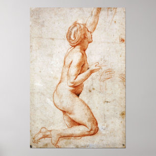 Raphael - Kneeling Figure Woman With Her Left Arm… Poster