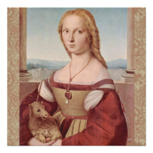Raphael Lady and the Unicorn Classic fine art Poster