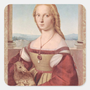Raphael Lady and the Unicorn Classic fine art Square Sticker