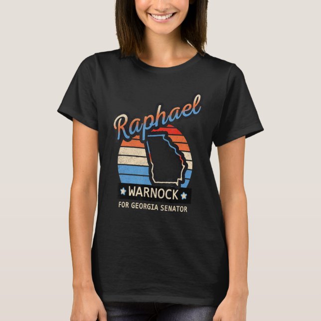 Raphael Retro Sunset Warnock For Georgia Senator T-Shirt (Front)