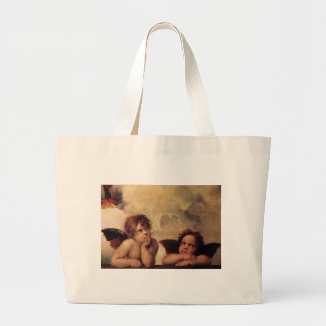 Raphael,Sistine Cherub Large Tote Bag (Front)