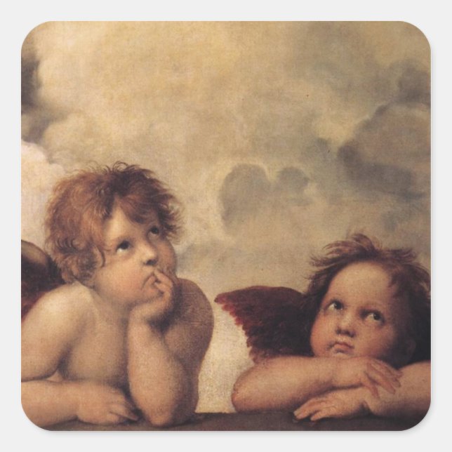 Raphael,Sistine Cherub Square Sticker (Front)