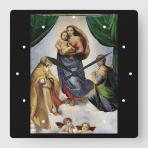 Raphael, Sistine Madonna Square Wall Clock