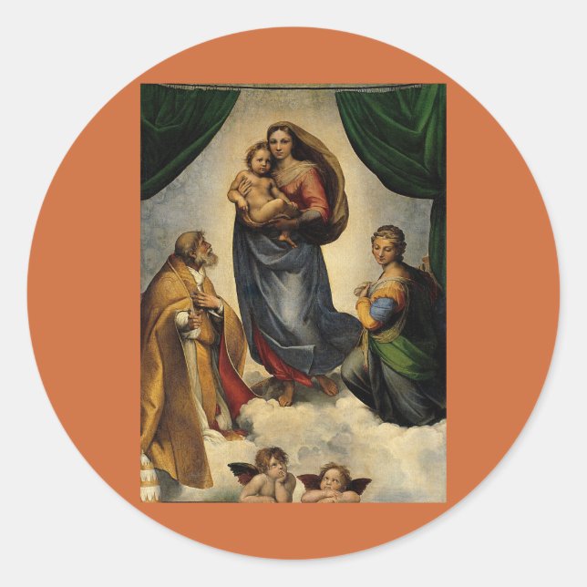 Raphael's Classic "Sistine Madonna" (circa 1513) Round Sticker (Front)