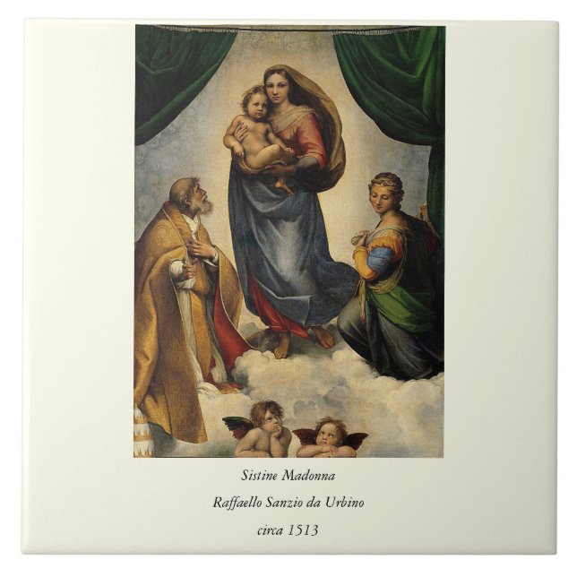 Raphael's Classic "Sistine Madonna" (circa 1513) Tile (Front)
