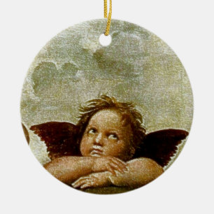 Raphael's "Sistine Madonna" Detail (circa 1513) Ceramic Tree Decoration