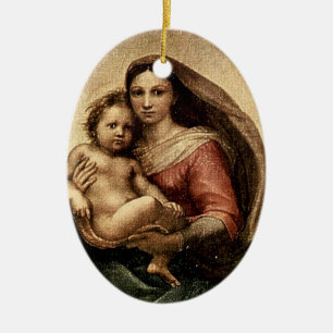 Raphael's "Sistine Madonna" Detail (circa 1513) Ceramic Tree Decoration